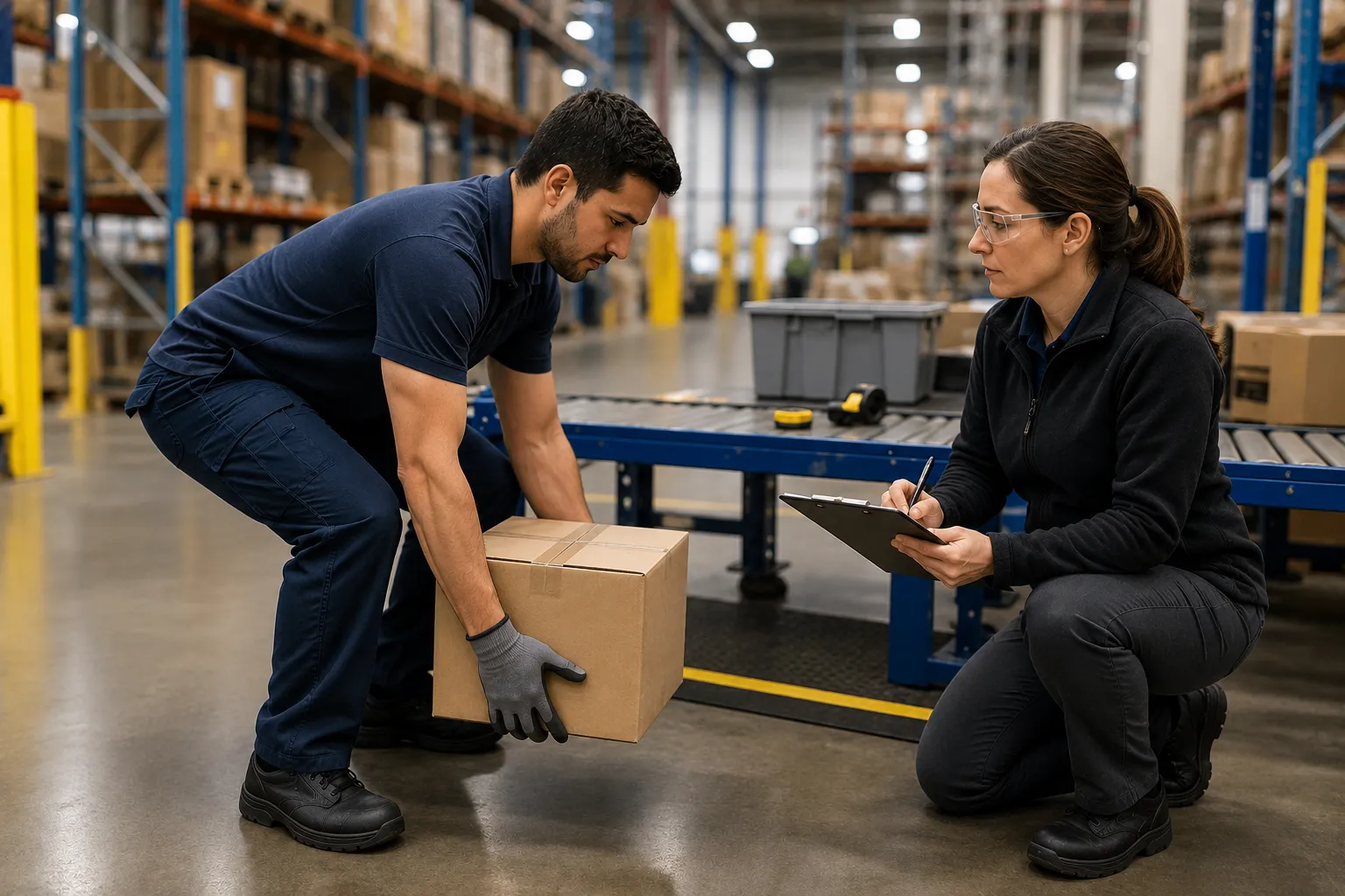 Ergonomic assessment of an employee performing manual material handling to prevent work related injuries.
