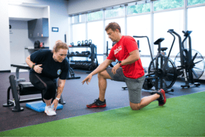 Employee participating in a work conditioning program to rebuild strength and functional capacity before returning to work.